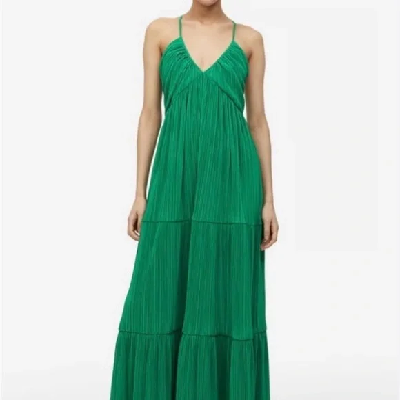 h&m pleated dress green Midi Slip Dress main image 1